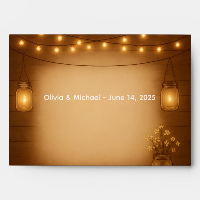 Enveloppe Mariage rustique Mason Jar (Devant)