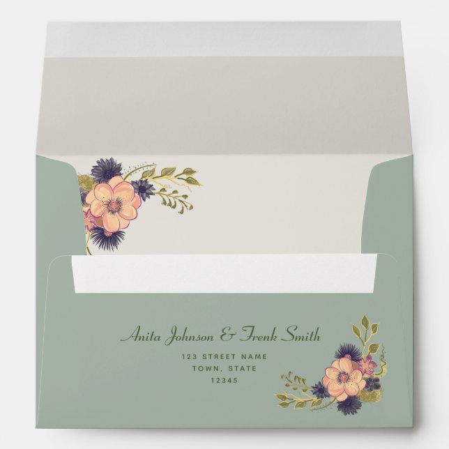 Enveloppe Mariage rustique Sage Green (Dos (Bas))