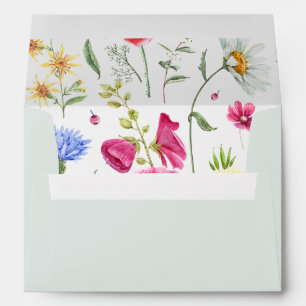 Enveloppe Mariage Sage Green avec Fleur sauvage