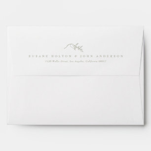 Enveloppe Mariage Simple Botanique Classique Sauge Blanche