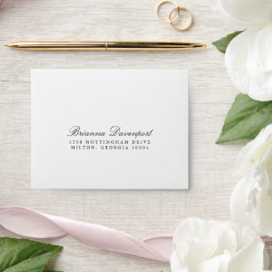 Enveloppe Mariage simple classique élégant RSVP retour