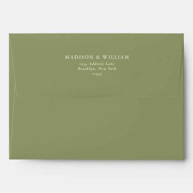 Enveloppe Mariage simple en texte clair Moss vert (Dos (Haut rabat))