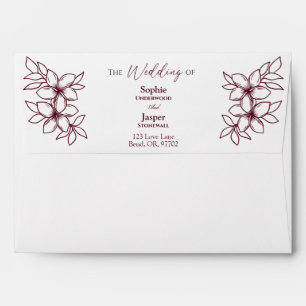 Enveloppe Mariage simple Floral Blanc Bourgogne