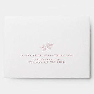 Enveloppe Mariage simple main tiré rose cerise en fleurs