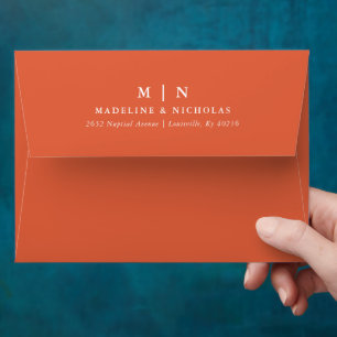 Enveloppe Mariage simple moderne orange coucher de soleil à