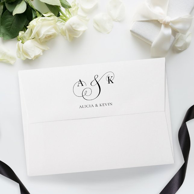 Enveloppe Mariage simple noir et blanc (Créateur téléchargé)