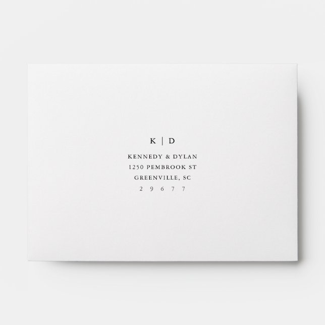 Enveloppe Mariage simple noir et blanc élégant RSVP (Devant)