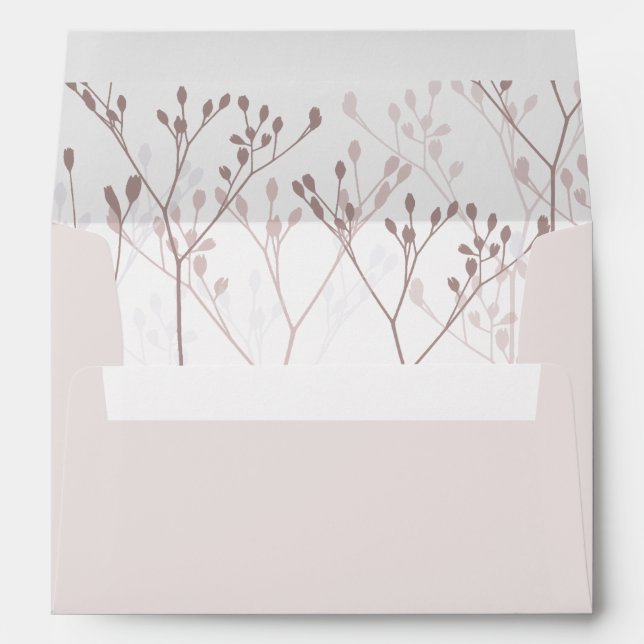 Enveloppe Mariage simple rose et botanique (Dos (Bas))