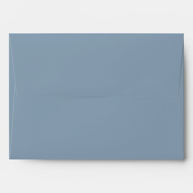 Enveloppe Mariage standard minimaliste bleu Dusty (Dos (Haut rabat))
