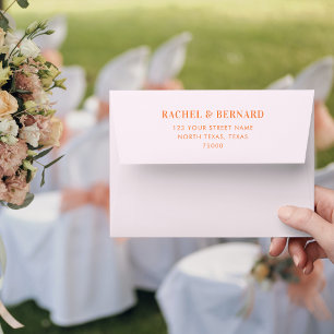 Enveloppe Mariage stylé Peach Pink & Orange Typography