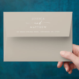 Enveloppe Mariage Taupe chaud Élégant minimaliste de scrip