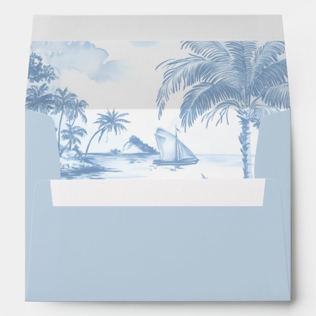 Enveloppe Mariage Toile Bleue Côtière A7 5x7 (Dos (Bas))