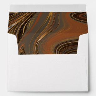 Enveloppe Mariage Tourbillon de marbre Brun Or Gris
