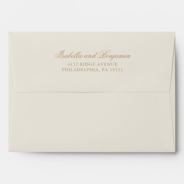 Enveloppe Mariage traditionnel ivoire élégant (Dos (Haut rabat))