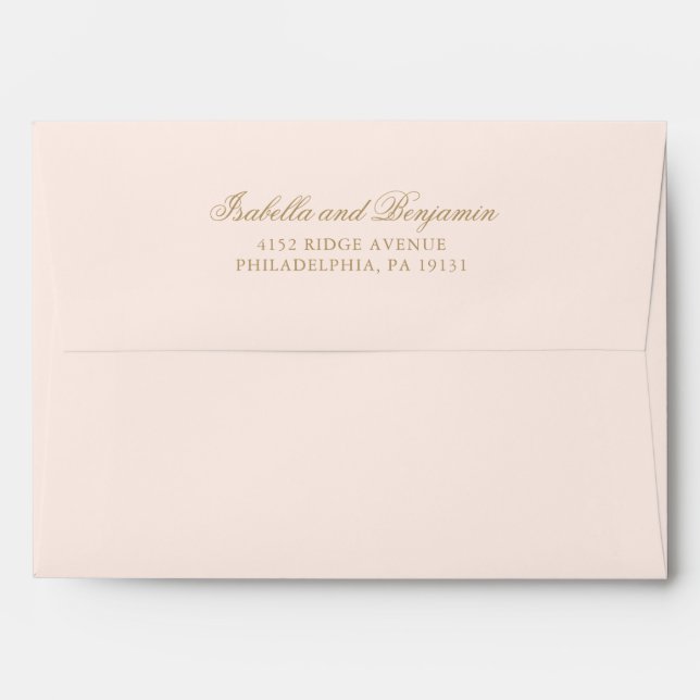 Enveloppe Mariage traditionnel rose vif Formal élégant (Dos (Haut rabat))