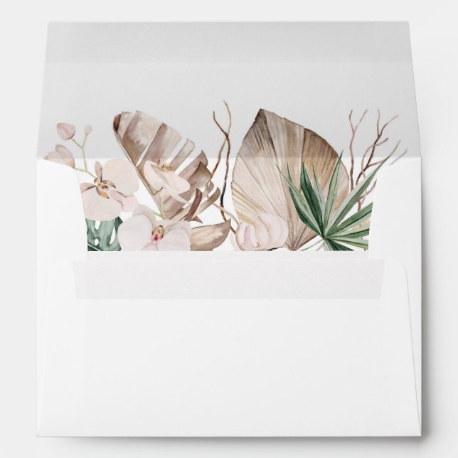 Enveloppe Mariage Tropical Orchid et Monstera (Dos (Bas))