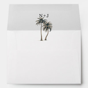 Enveloppe Mariage Tropical Rustique au bord de la mer sous l
