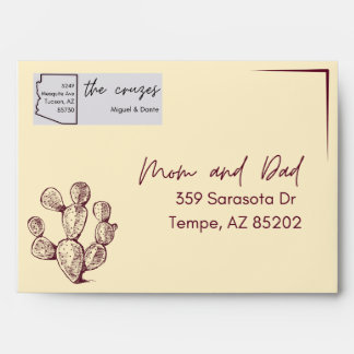 Enveloppe Mariage Tucson Simplistic Sketch Cactus