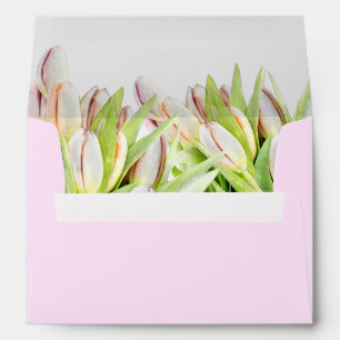 Enveloppe mariage Tulip rose et vert