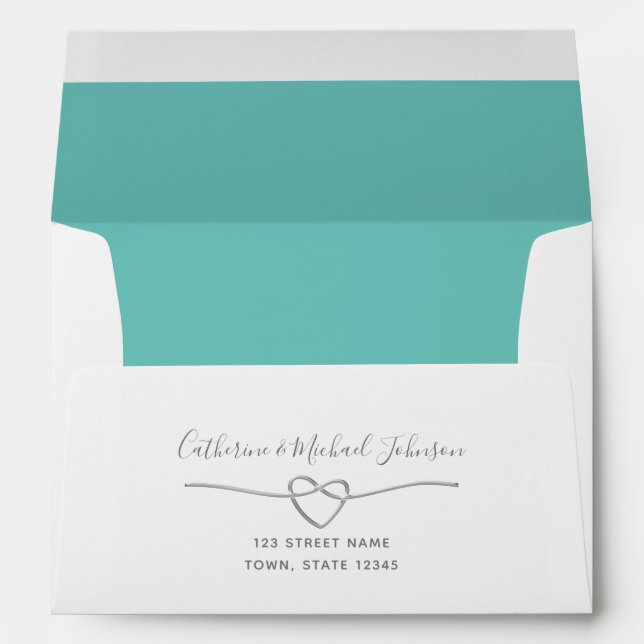 Enveloppe Mariage turquoise Adresse de retour (Dos (Bas))
