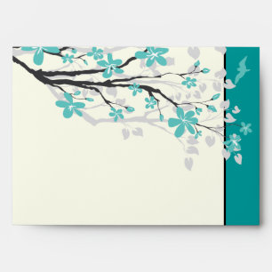 Enveloppe mariage turquoise de la branche Magnolia