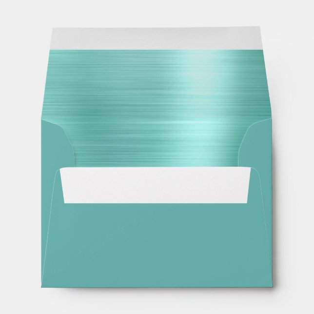 Enveloppe Mariage turquoise en métal bleu doux 16 (Dos (Bas))