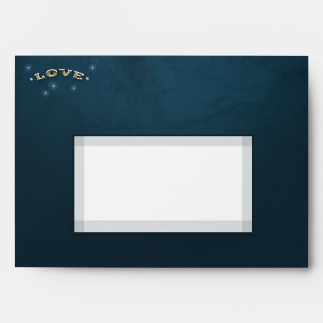 Enveloppe Mariage Turquoise Fade Gold White LOVE Lune & Star (Devant)