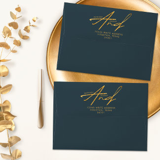 Enveloppe Mariage Typographie Moderne Classique Gris Or