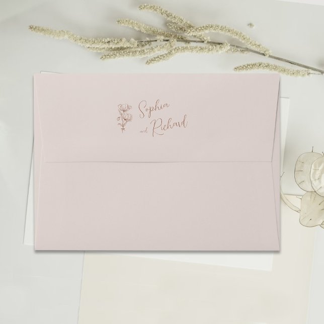 Enveloppe Mariage végétal minimaliste en terre cuite Boho (Créateur téléchargé)