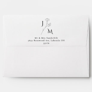 Enveloppe Mariage végétale Monogramme minimaliste