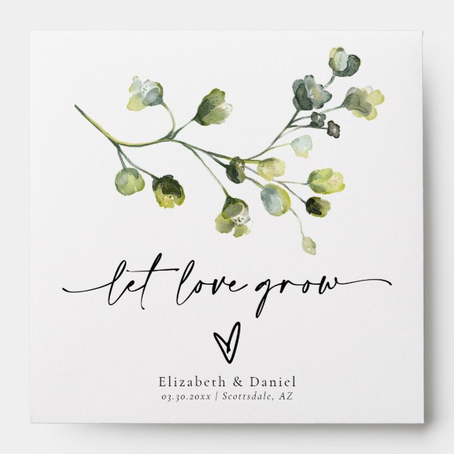 Enveloppe Mariage Verdure Que l'Amour Grandisse Paquet de Gr (Devant)