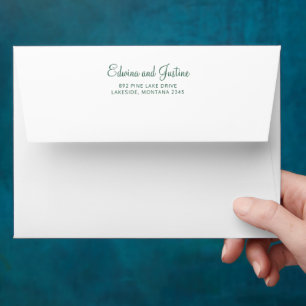 Enveloppe Mariage vert blanc neige et adresse de réponse tex
