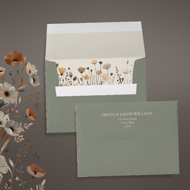 Enveloppe Mariage vert Boho Sage (Créateur téléchargé)