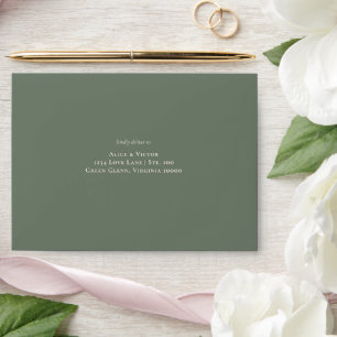 Enveloppe Mariage vert Boho Sage simple auto-adressé
