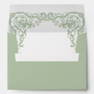 Enveloppe Mariage vert de la saison florale de la Renaissanc
