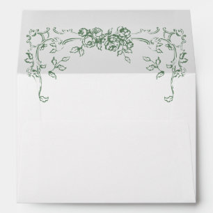 Enveloppe Mariage vert de la saison florale de la Renaissanc
