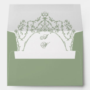 Enveloppe Mariage vert de l'âge orné victorien Grace Floral
