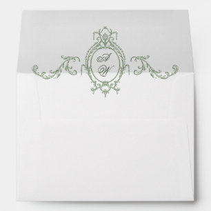 Enveloppe Mariage vert de l'âge orné victorien Grace Floral