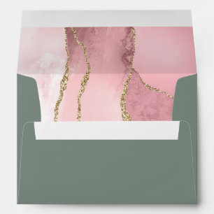 Enveloppe Mariage vert de l'âge rose vif