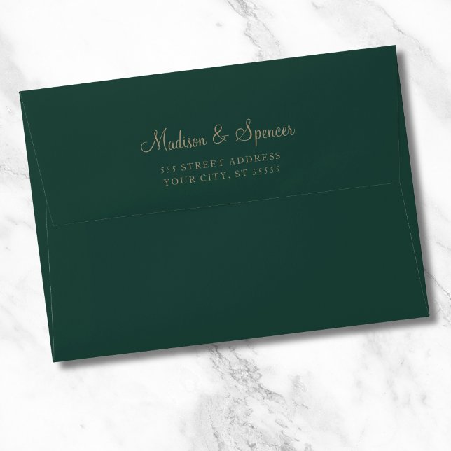 Enveloppe Mariage vert et or 5x7 (Green and Gold Wedding Envelope)