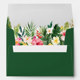 Enveloppe Mariage vert floral tropical d'aquarelle