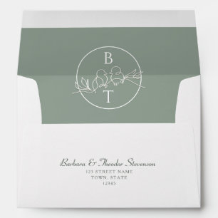 Enveloppe Mariage vert Monogramme Sage