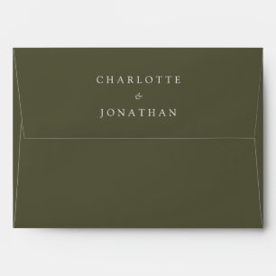Enveloppe Mariage vert olive élégant moderne