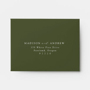 Enveloppe Mariage vert Olive moderne et élégant RSVP