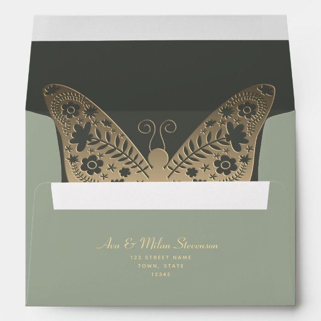 Enveloppe Mariage vert Sage 5x7 Adresse de retour (Dos (Bas))