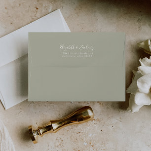Enveloppe Mariage Vert Sauge Écriture Moderne