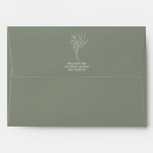 Enveloppe Mariage verte Bouquet Sage