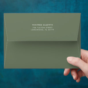 Enveloppe mariage verte élégante et moderne à saug