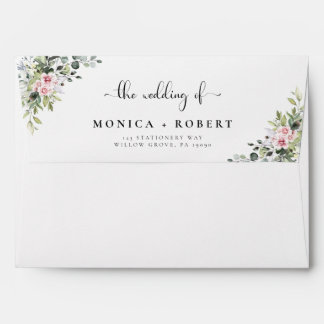 Enveloppe Mariage verte rose