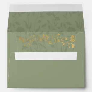 Enveloppe Mariage verte Sage avec ornements florau